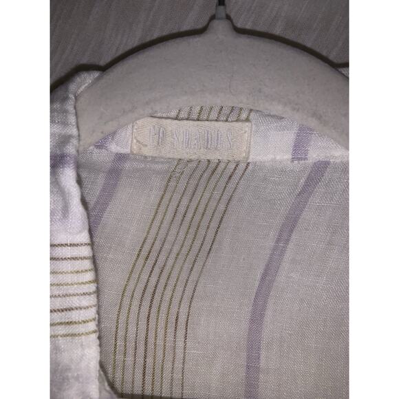 CP Shades Striped Linen Long Sleeve Button Up Shirt Womens Large White Coastal - Picture 6 of 9